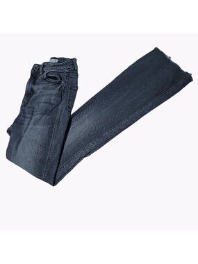 Zara Jeans Womens Size 0 Boot Cut Mid Rise Gray Denim Pants Raw Split Hems